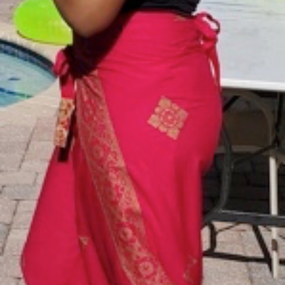 NEW Pink & gold long wrap pants